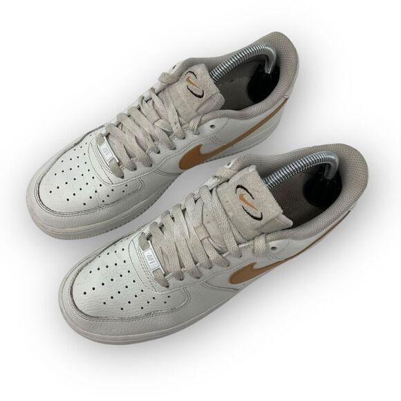 Nike Air Force 1 Low White Amber Brown Sneakers Women\'s Size 9 FQ2742-101 V3